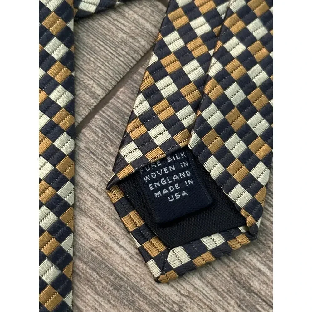 Brooks Brothers Makers 100% Silk Checked Print Neck Tie